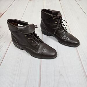 Vintage 80s 90s Laceup Ankle Boots Chocolate Brown 8.5